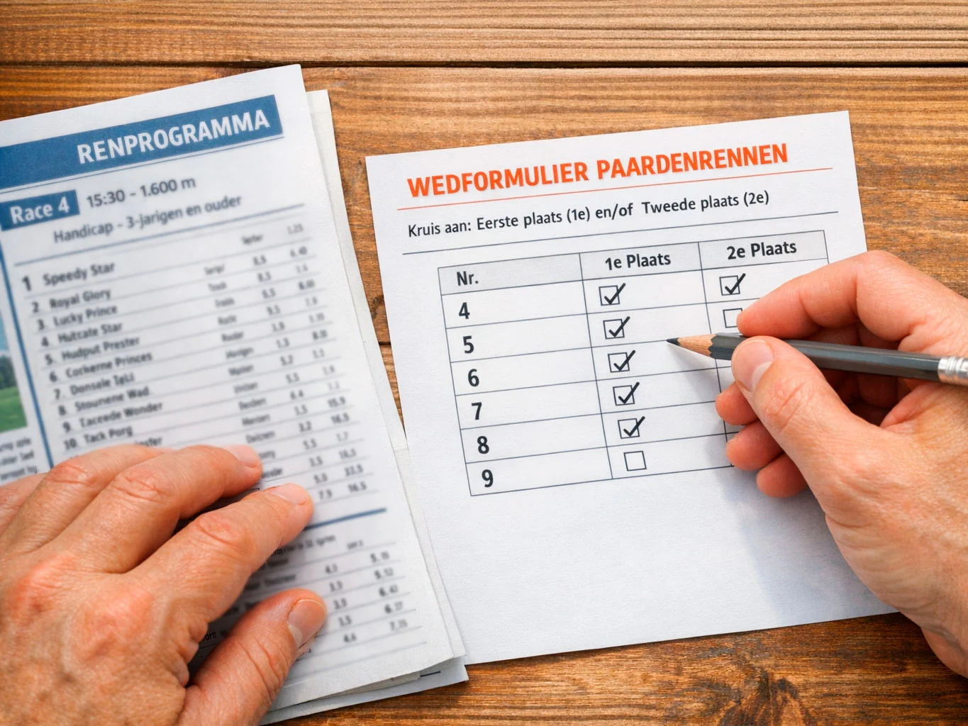 Persoon vult wedformulier in met twee paarden geselecteerd