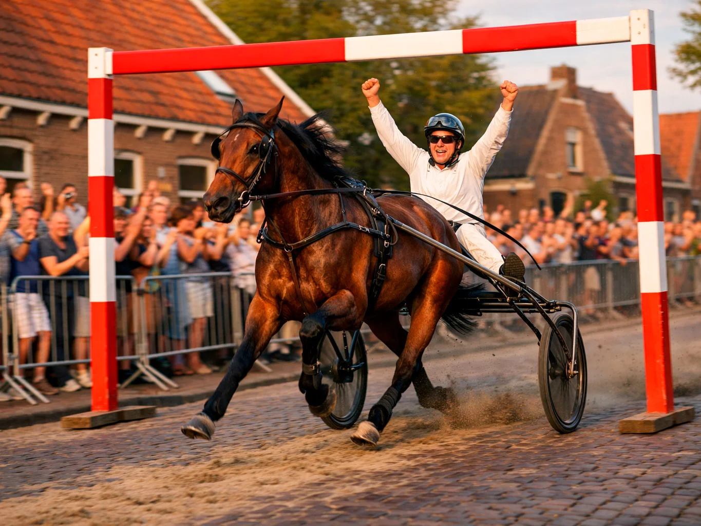 Draver met pikeur kruist als eerste de finishlijn