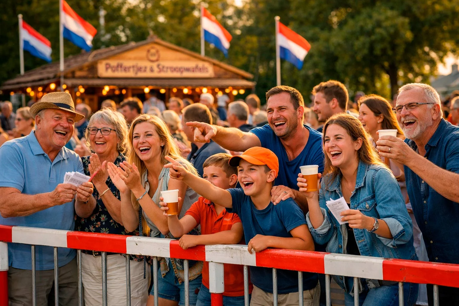Enthousiast publiek langs de baan tijdens een zomerse kortebaandraverij