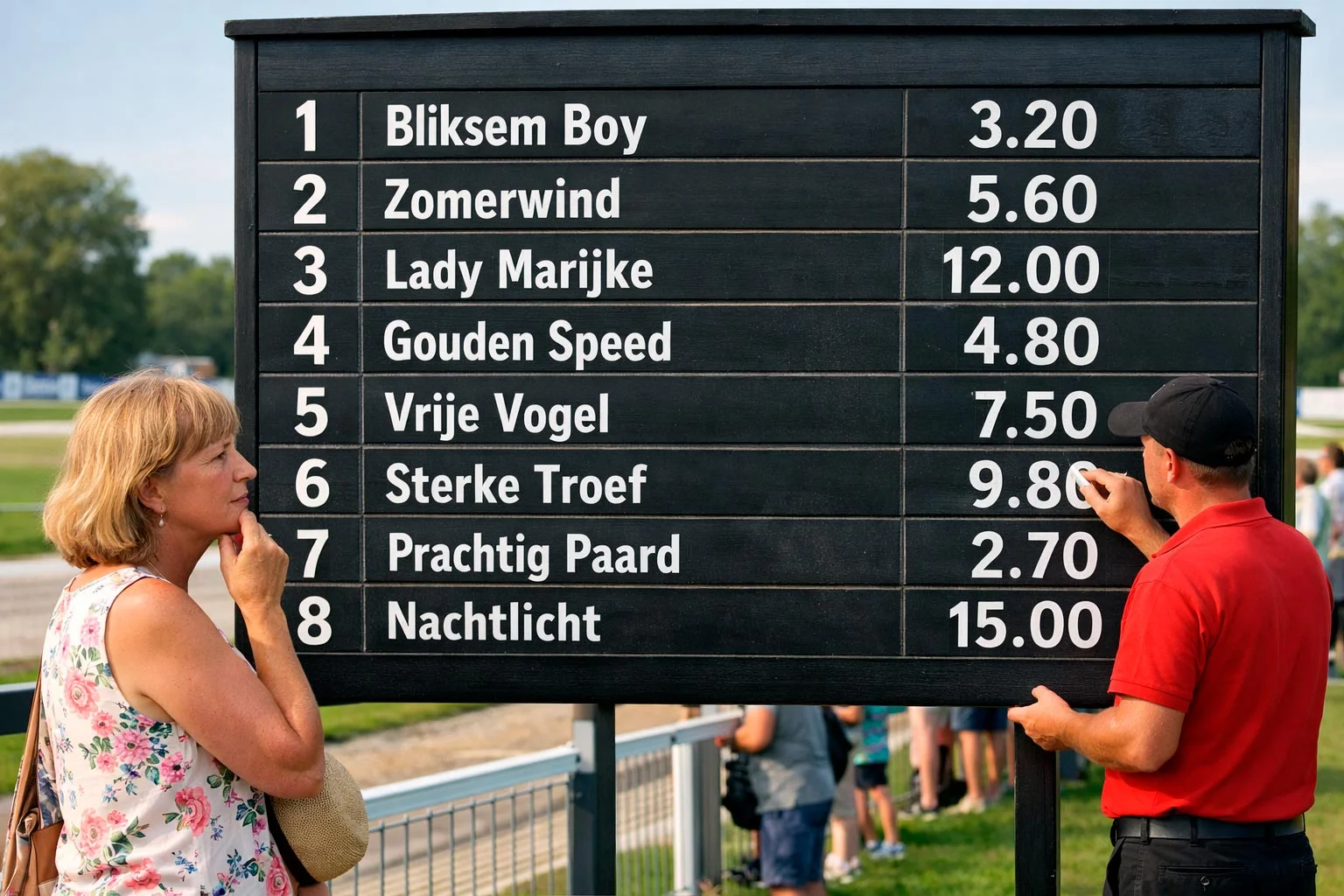 Quoteringsoverzicht bij een Nederlandse kortebaandraverij