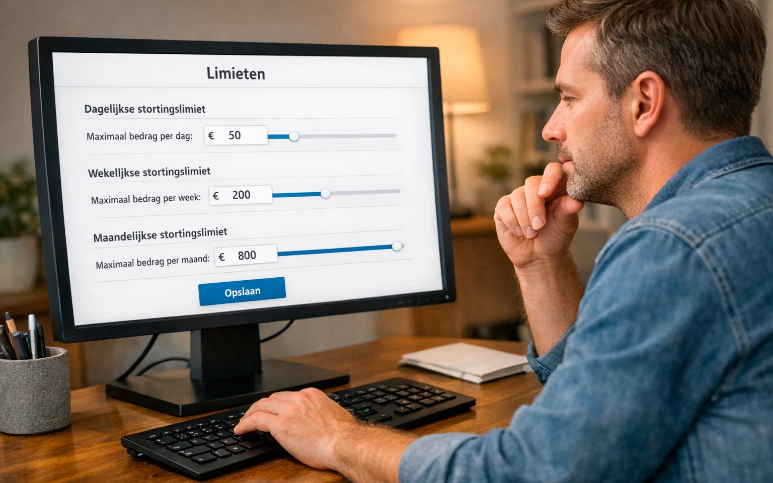 Persoon stelt speellimieten in op wedplatform