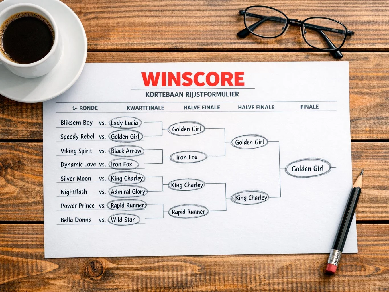 Winscore-formulier met selecties voor meerdere omlopen